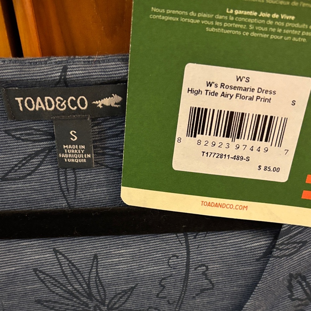 Toad & Co. Slate Blue Dress with Leaf Pattern- NWT - Picture 4 of 4